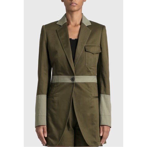 Loewe Jackets & Blazers - Loewe Green Colorblock Cotton Military Long Jacket